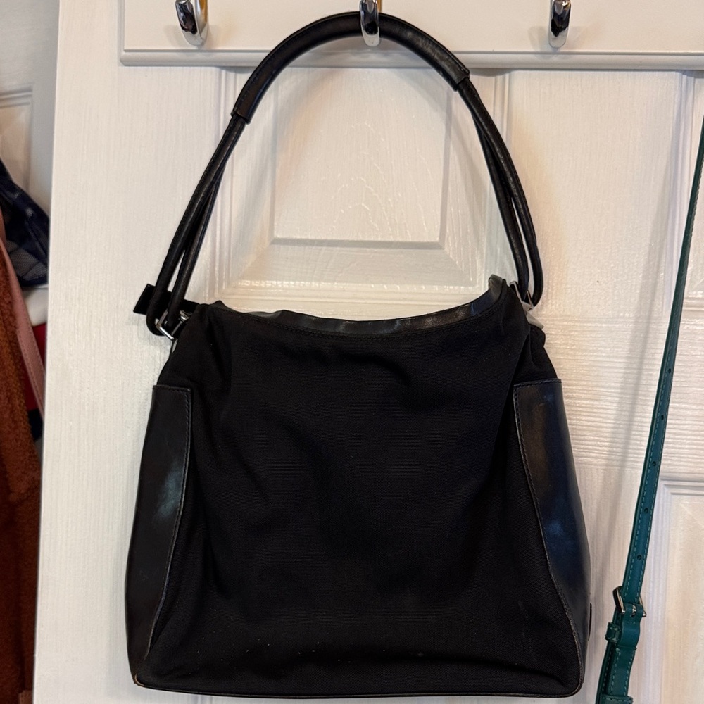 Gucci Black Shoulder Bag with Leather Trim
